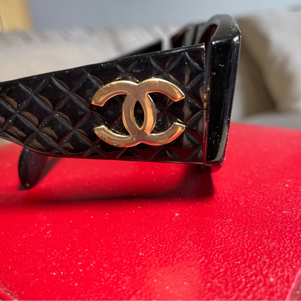 Vintage Chanel Quilted Sunglasses Black 1980s -Rare find